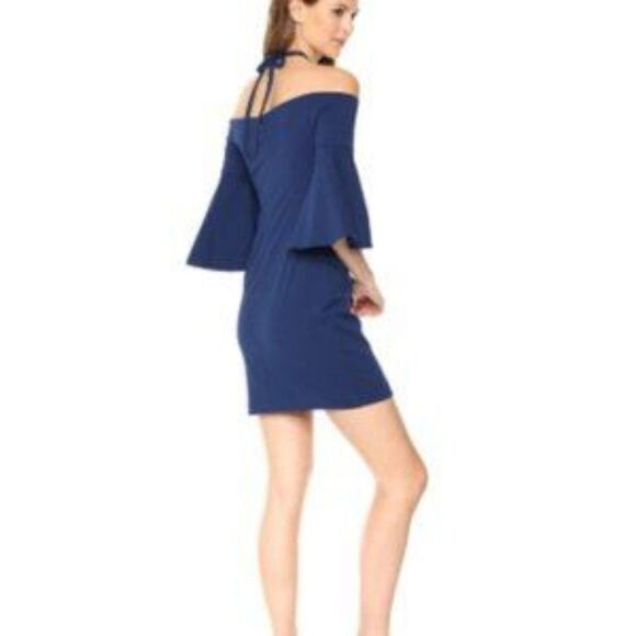 Trina Turk Blue Off The Shoulder Halter Mini Dress size 4 - Picture 2 of 7